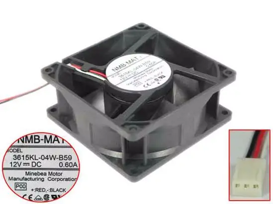 

NMB-MAT 3615KL-04W-B59 P00 Server Cooling Fan DC 12V 0.60A 3-Wire 90x90x38mm