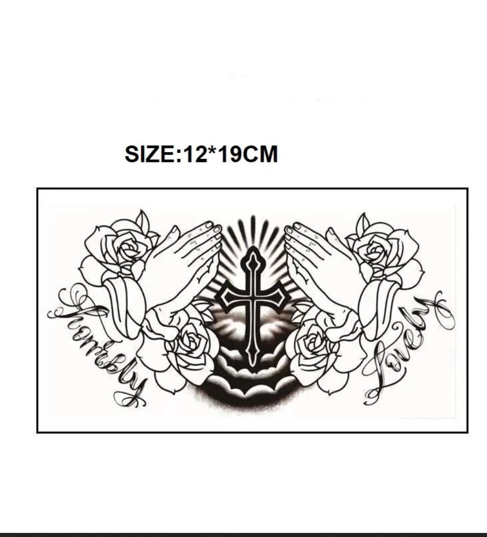 Tatuaje temporal de Cruz Negra pegatina para mujeres y hombres tatuaje falso impermeable cuello tatuaje arte corporal T1956