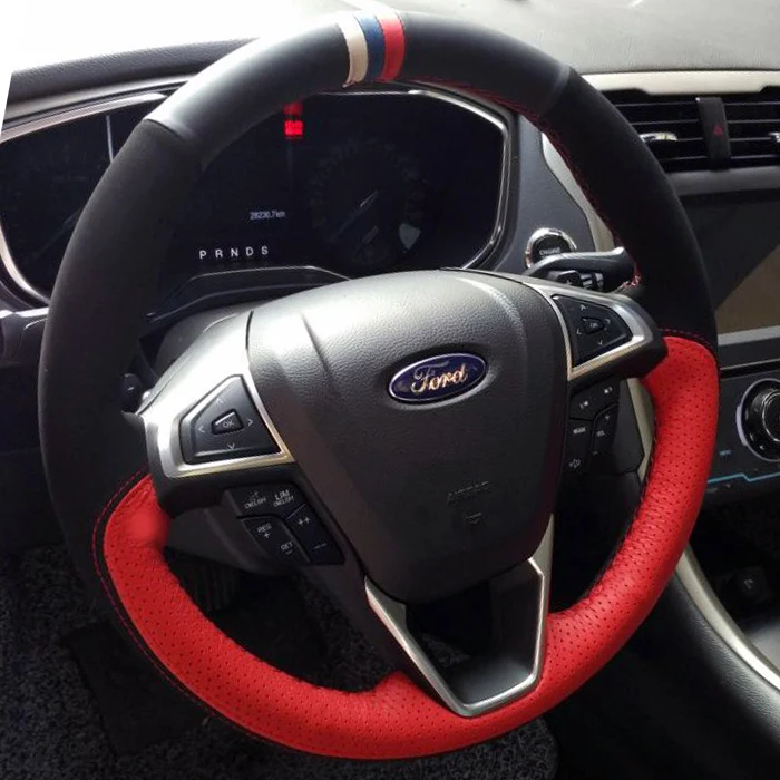 For Ford new mondeo edge kuga Escort DIY custom leather suede steering wheel cover car wheel cover