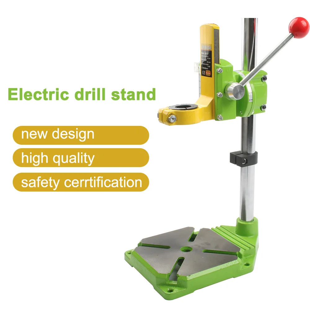 Support de presse pour perceuse électrique, table de presse pour perceuses, banc de travail, pince pour perceuse 35 43mm 0 90 degrés jaune vert