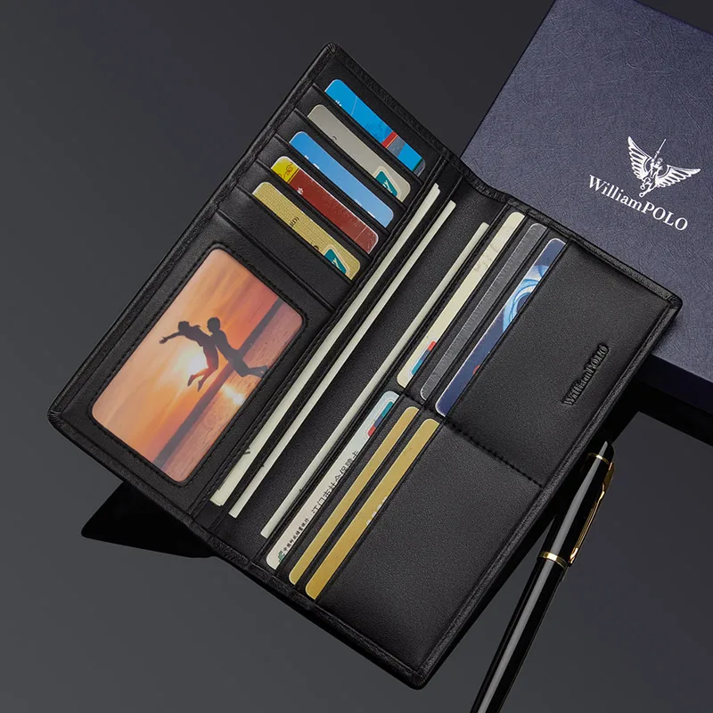 WILLIAMPOLO Mens Wallet ID Card Holder Luxury Brand Leather Men Wallet Card Wallet For Men Purses Holiday Gifts PL211547