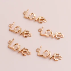 Leslie 10pcs Gold Color Big Letters Love Connectors for DIY Bracelets Necklaces 40x15mm Statement Pendants Charms Accessories