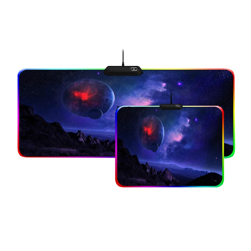 

Mairuige XXL Landscape Star Planet USB LED Color Lighting Lock Thickened RGB Mouse Pad Rubber Non-slip Laptop Keyboard Mat