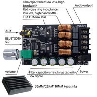 ZK-1002 HIFI 100WX2 TPA3116 Bluetooth 5.0 High Power Digital Amplifier Stereo Audio Board AMP Amplificador Home Music Theater