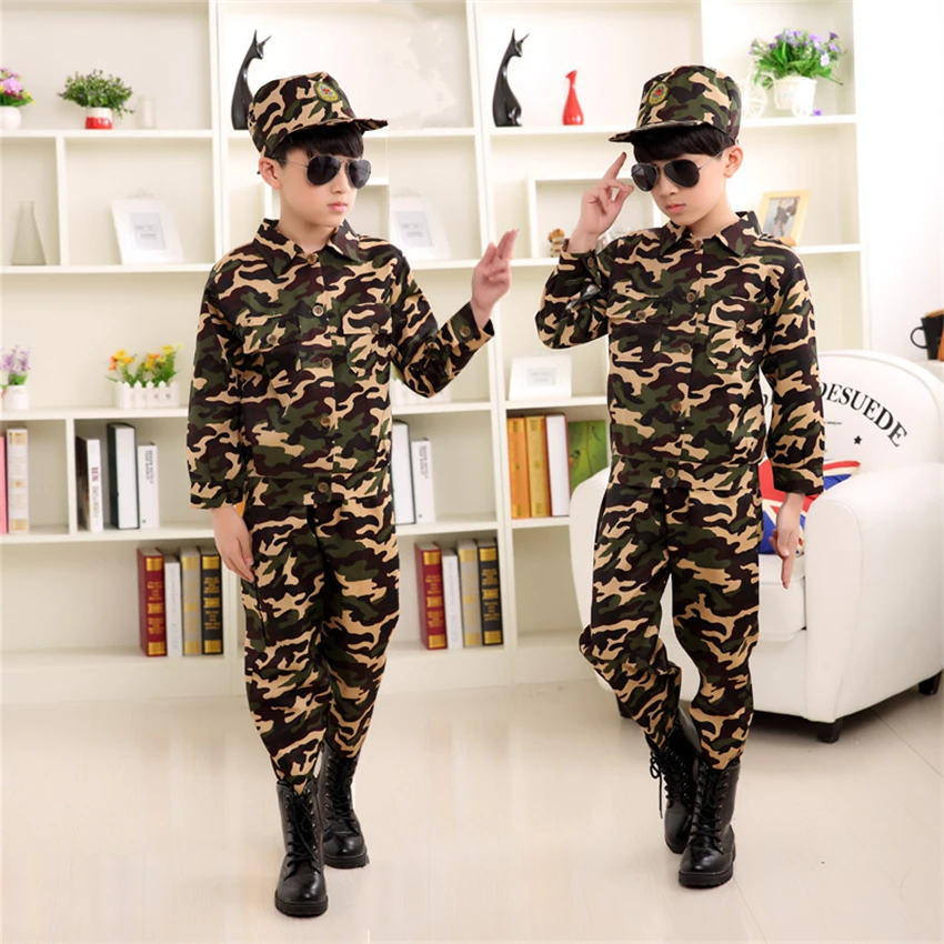 กองกำลังพิเศษเด็กเสื้อผ้ากองทัพทหารลูกเสือชุดSe Camouflage Coat + กางเกงการฝึกอบรมเครื่องแต่งกายประสิทธิภาพ100-170ซม.