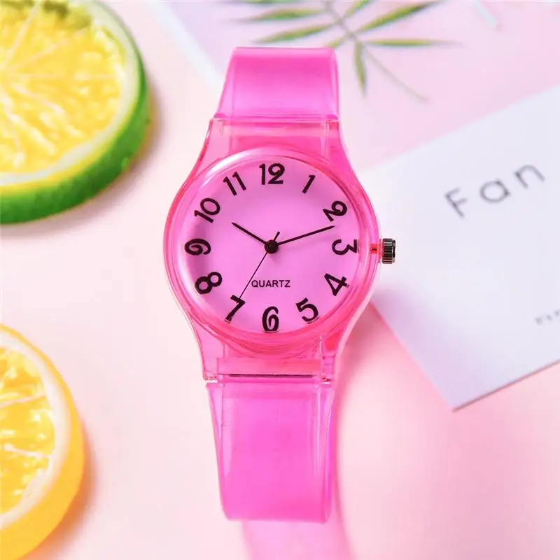 Reloj transparente con números simples para niños, cronógrafo informal para niños y niñas, relojes de pulsera para niños