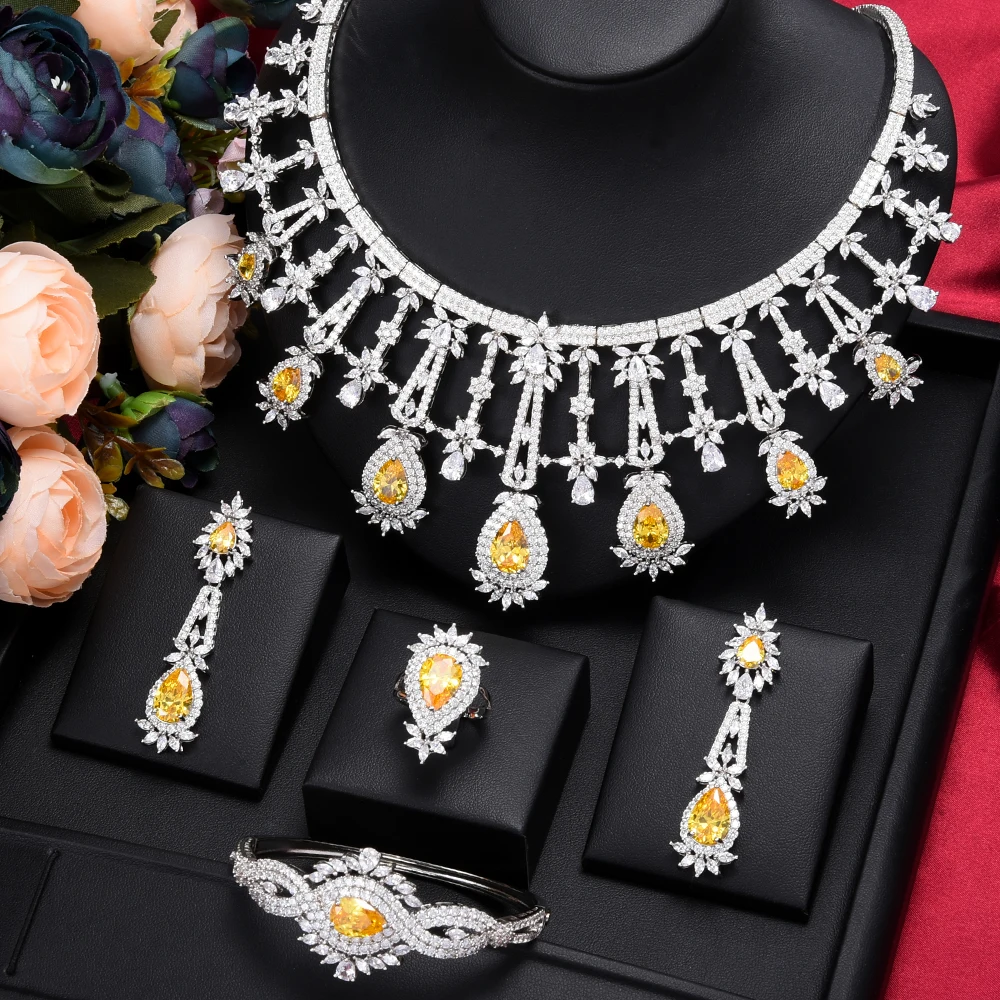 Kellybola Luxury Famous Brand African Jewelry Set For Women Wedding Party Zircon Crystal Dubai Bridal Jewelry Set New Fashio Hot