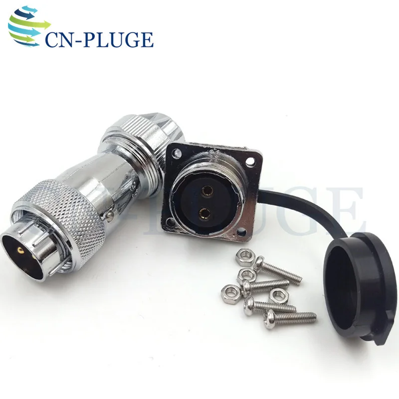 WS20 Connector 2 3 4 5 6 7 8 9 10 12 Pin Industrial Power Connector Plug and Square Panel Mounting Socket Waterproof IP67