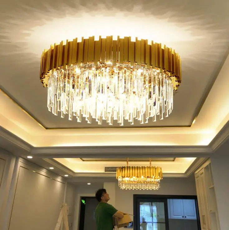 

Luxury Crystal Room Ceiling Lights Modern Gold Round Ceiling Crystal Led Home Interior Lighting Fixtures