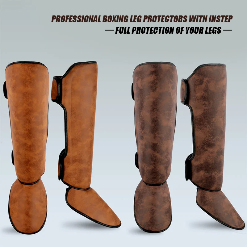 

Thicker Boxing Shin Guards PU Leather Protection Instep Leggings Equipment Martial Arts Muay Thai Leg Taekwondo Ankle Protectors