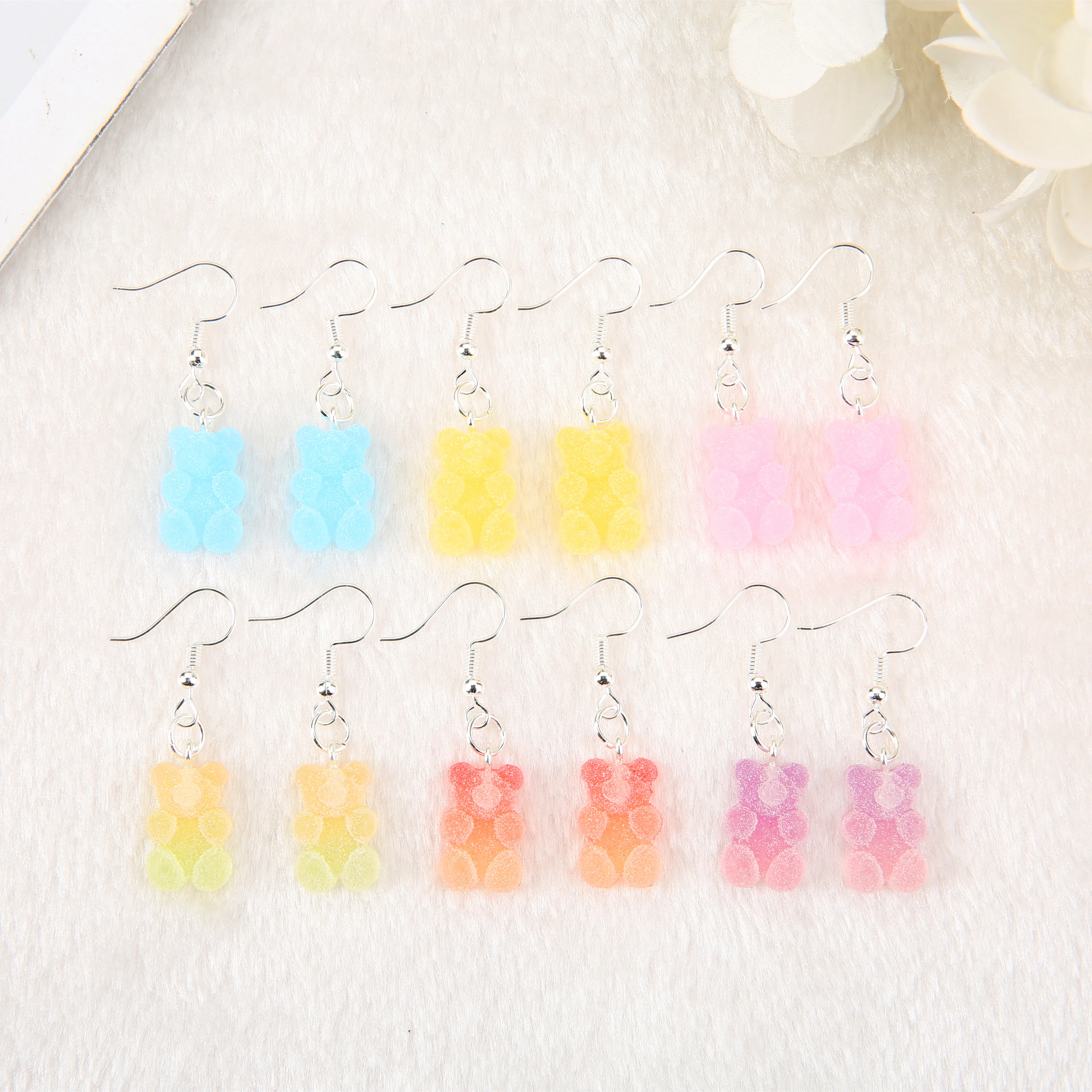 1Pair Women Drop Earrings  Gummy Bear Multicolor Epoxy Resin Fashion Jewelry Diy