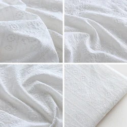 0.5meters 125cm Wide White Cotton Fabric Floral Embroidery Eyelet Fabric for Dress,Shirts,Apparel Sewing Fabric