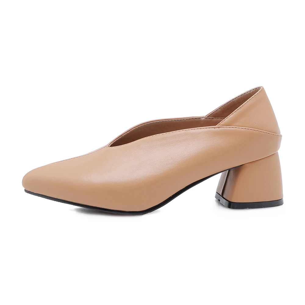 Meotina Vrouwen Pompen Hoge Hakken Mode Vierkante Hakken Puntschoen Office Dames Footwear Lente Nieuwe Abrikoos Grote Maat 33-46