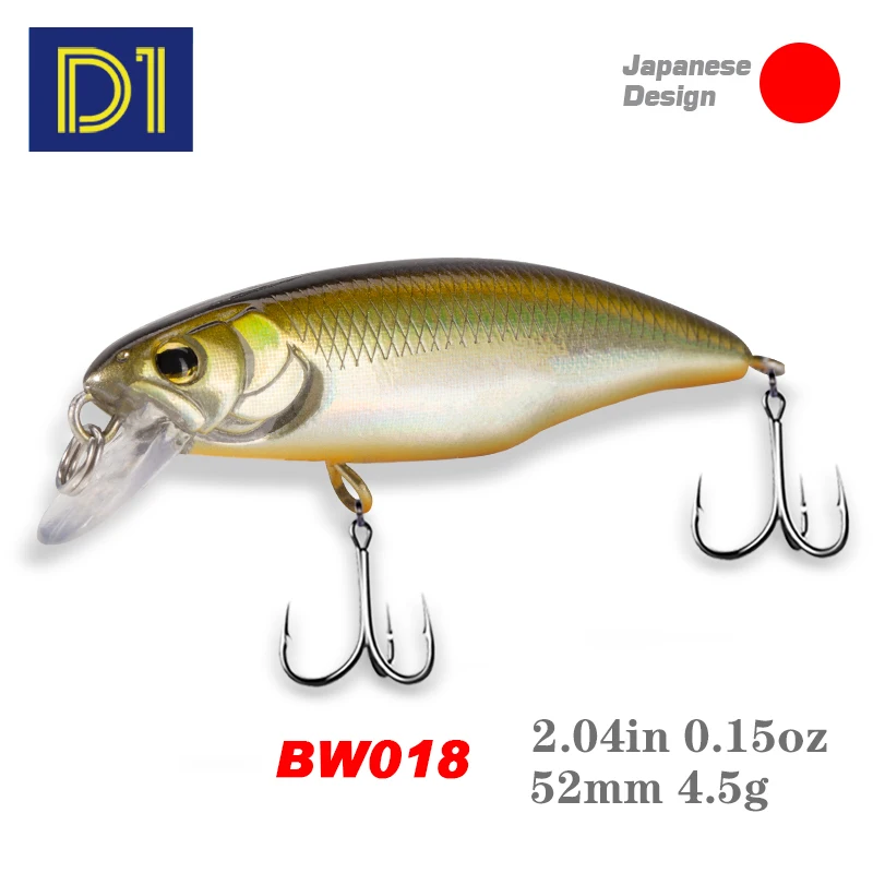 

D1 Sinking Minnow Fishing Lure 52mm 4.5g BW018 Artificial Hard Origin Hook Swimbait Lure for Bass Perch