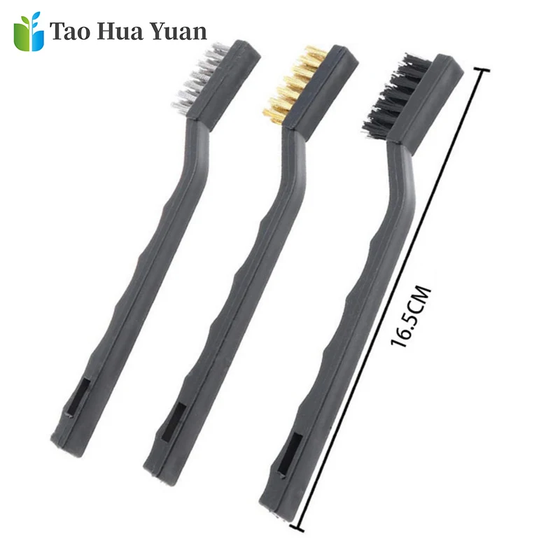 3 stücke Mini Rost Entfernung Industrielle Pinsel Metall Draht Scratch Pinsel Reinigung Schrubben Werkzeug Set Hand Werkzeuge Set Für Rost