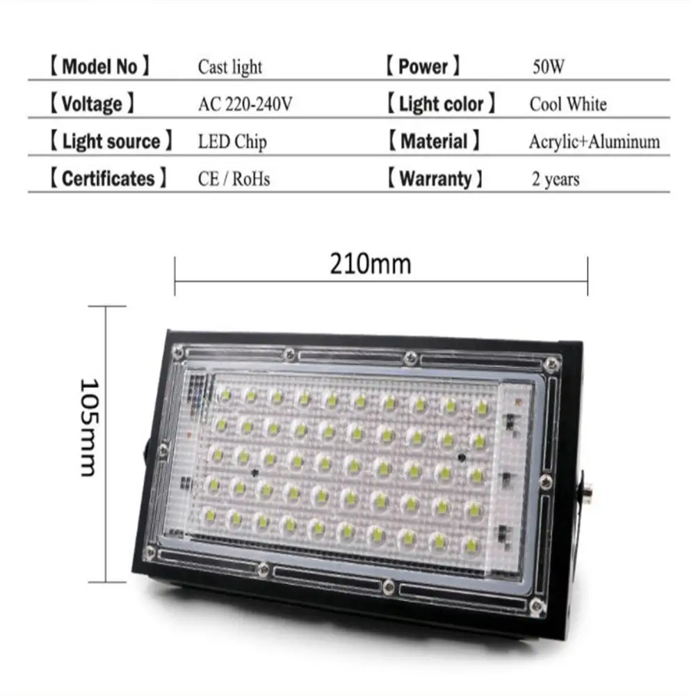 Foco – projecteur LED à large faisceau, éclairage d'extérieur, 50W, 220V