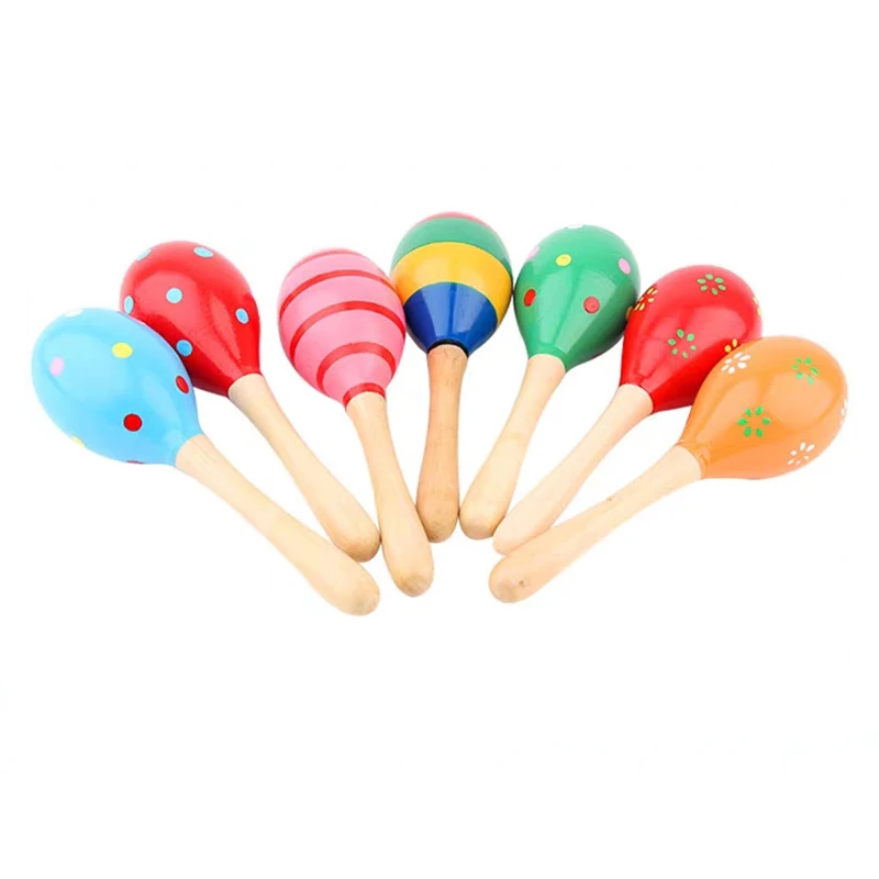 Infant & Toddlers Wood Sand Hammer Wooden Maraca Rattles Sand Hammer Kids Musical Party Favor Child Baby Shaker Toy 2 3 4 Years