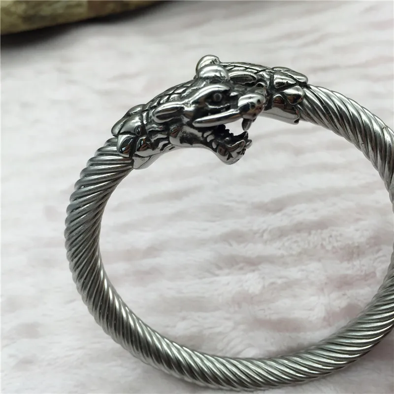 

10PCS stainless steel Viking Bracelet Wolf Head Bangle Men Jewelry