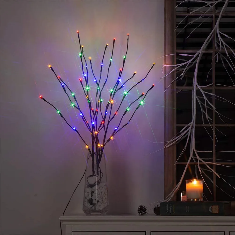 73cm 20 Bulbs LED Branch Lights Battery Powered Willow Twig Lighted Branch Decorative Lights Artificial Tree DIY Light