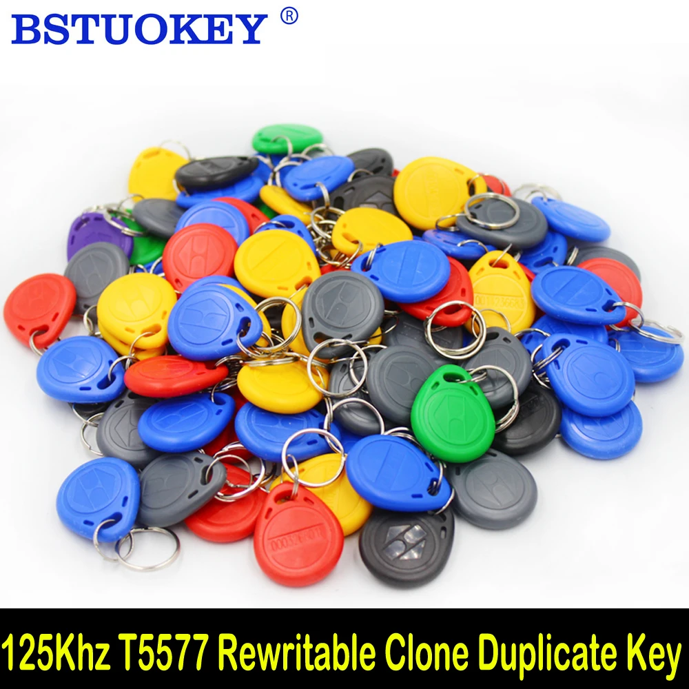 100pcs Waterproof EM4305 T5577 Copy Rewritable Writable Rewrite Duplicate RFID Tag Proximity ID Token Key Keyfobs Ring Clone Car