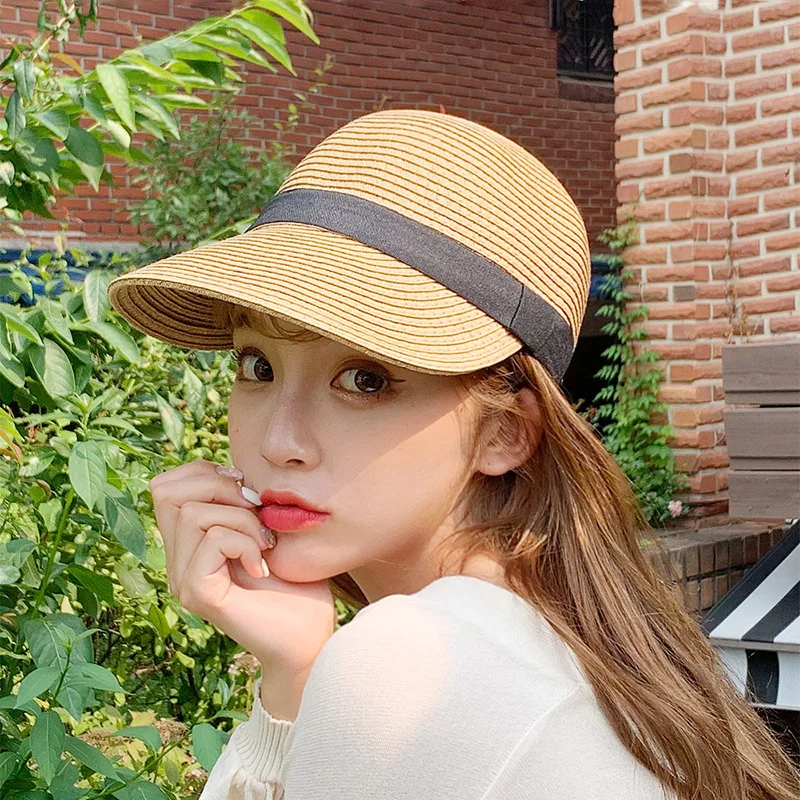 2021 New Straw Hat Woman Outdoor Student Casual Sun Hats Sunscreen Summer Baseball Cap Fashion Lovely Peaked Cap for Women