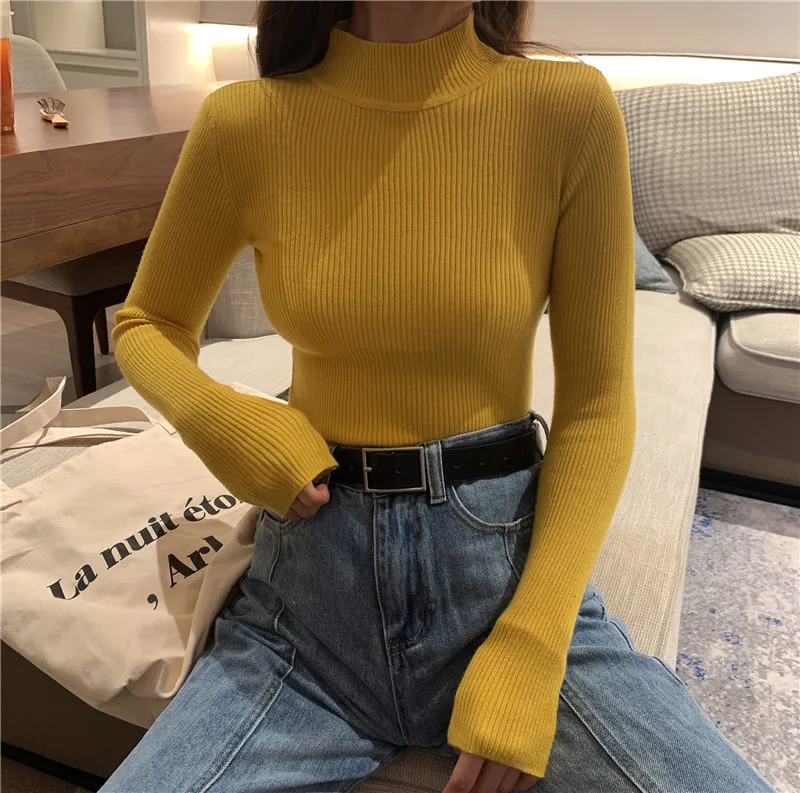 

Autumn winter clothes Knitted woman sweaters Pullovers spring Basic women's jumper Slim women's sweater cheap pull long sleeve