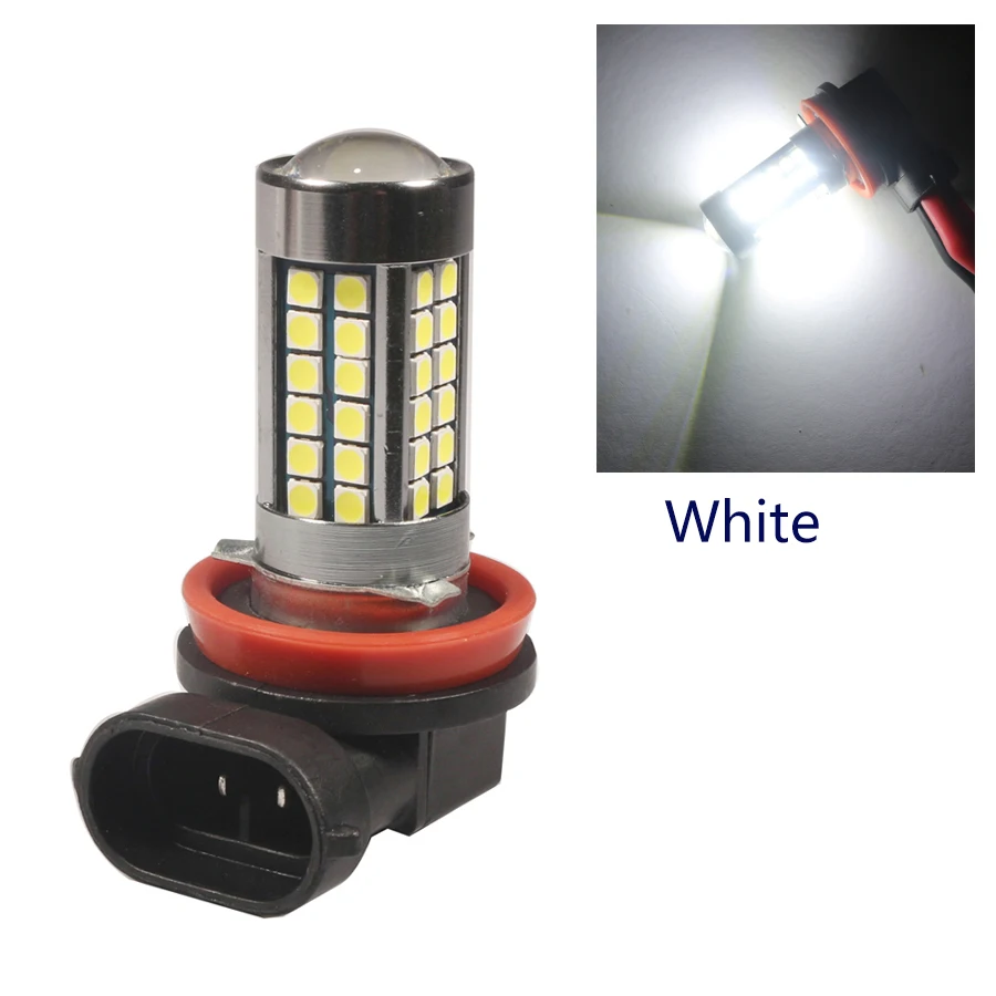 NHAUTP 1Pcs Super Bright H8 H11 LED Car Fog Lamp Bulb White Amber Lemon Green Front Driving Light DRL 3030 54-Smd 12-22V