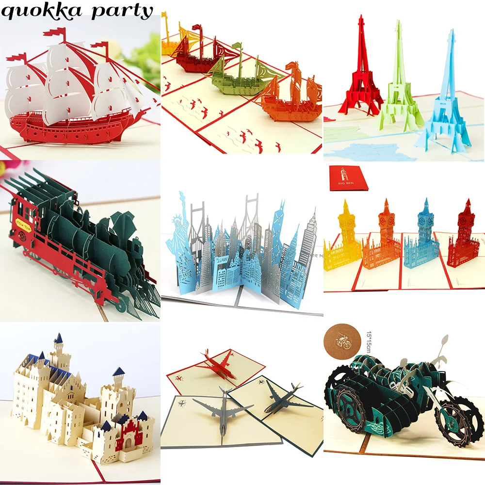 3D Pop Up Birthday Cards Laser Cut Invitations Cards World Architecture Business Card Boy Gifts Greeting Card Tourist Postcard