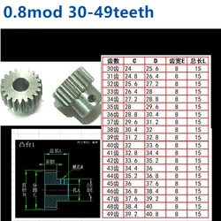 Convex step 45 steel 0.8 mod 30t 31t 32t 33t 34t 35 36t 37t 38t 39t 40t 41t 43t 44t 45t 46t 47t 48t 49t teeth cylindrical gear