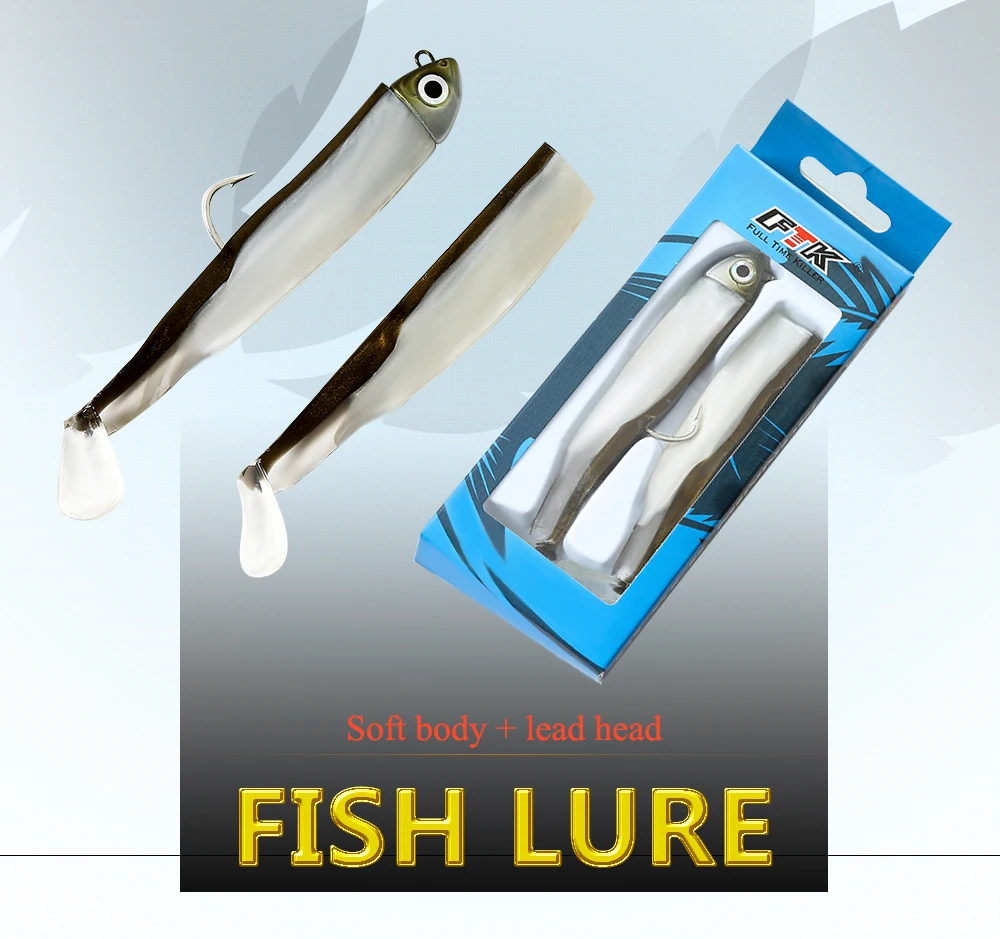 FTK Soft Black Minnow Head 5g 12g 25g Soft Lure Jig Bait Bass Pike Fishing Silicone Baits Crank Hook Jigging Bass Zander
