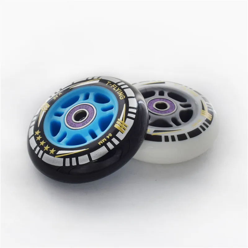 84mm 84A high rebound Inline skates wheel for powerslide for MPC for CITYRUN blue silver pink black speed race skating 8 pcs/lot