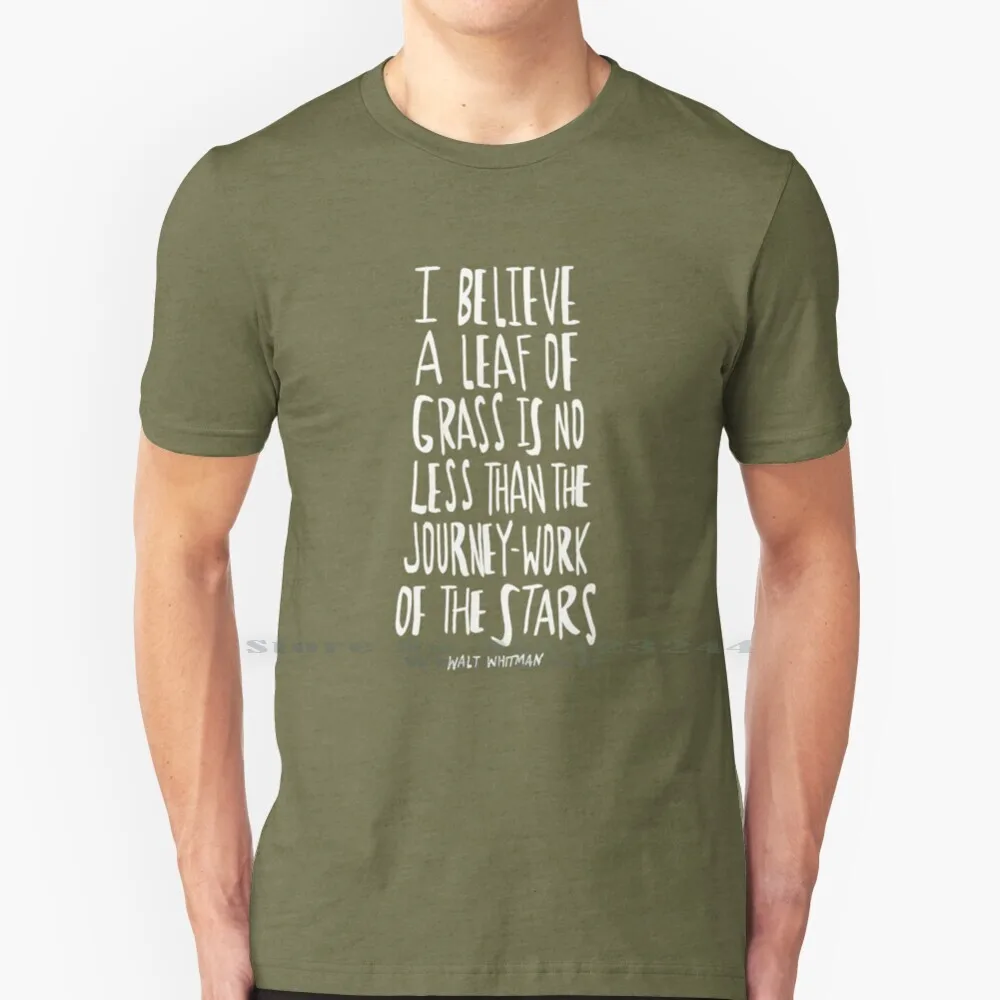 Whitman : Leaf Of Grass 100% Cotton T Shirt Walt Whitman Poetry Grass Stars Tee Short Sleeve Long Sleeve Gift