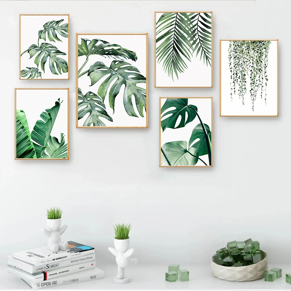 Sdoyuno 60X75Cm Diy Olieverfschilderij Op Nummer Op Canvas Laat Frameloze Verf Op Nummer Groene Planten Digitaal Schilderij Home Decor