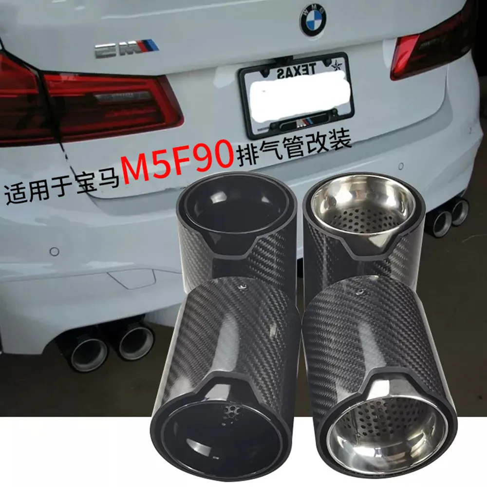 Genuine Carbon Fiber Exhaut tip Auspuffspitze Fits for BMW M5 F90 Carbon Fiber Exhaust tips Glossy Finish