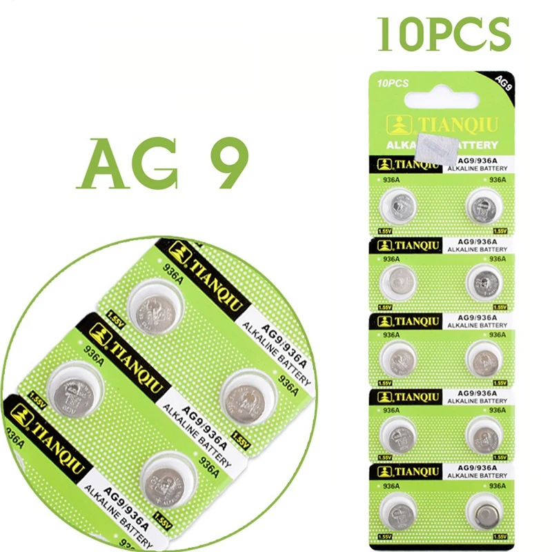 

NEW 10pcs AG9 LR936 394 Button Batteries SR936 194 Cell Coin Alkaline Battery 1.55V SR936SW CX194 For Watch Toys Remote