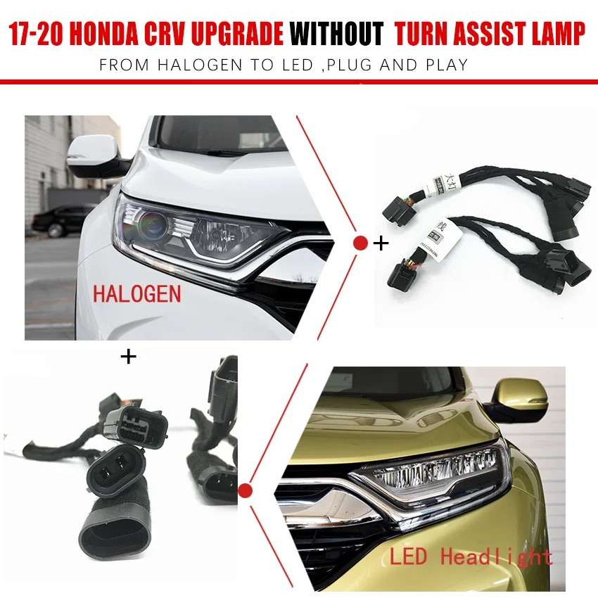 Car Headlight Modification Upgrade Special Car Wiring Adapter Harness For 17-20 Honda 8 Pins CRV Without&With Turn Assist Lamp