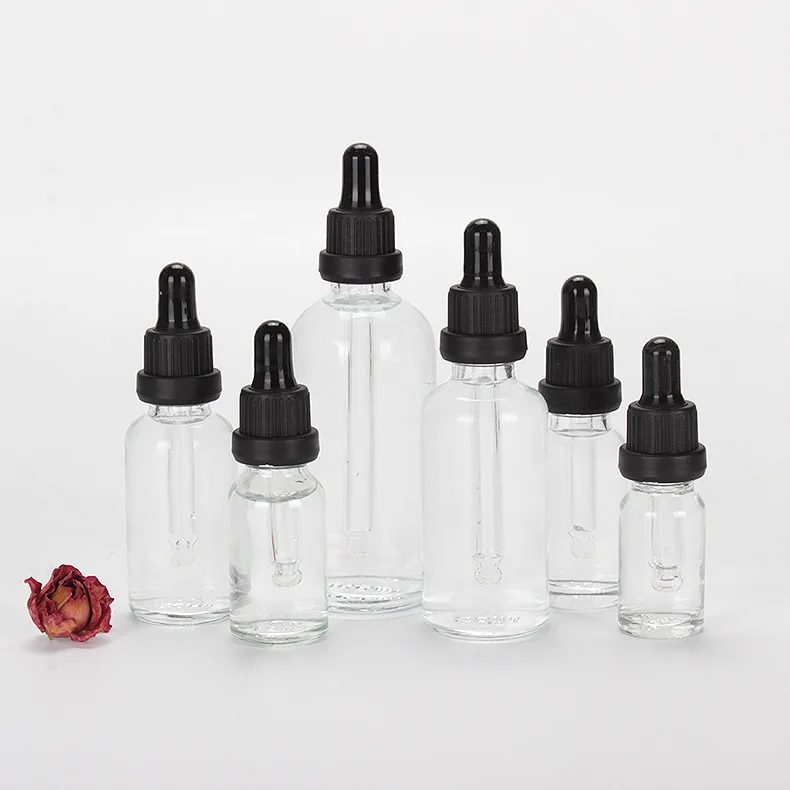 10ml 20ml 30ml 50ml 100ml Clear Glass Eliquid Bottle with glass eye dropper pipettes for essential oil argan oils aromatherapy