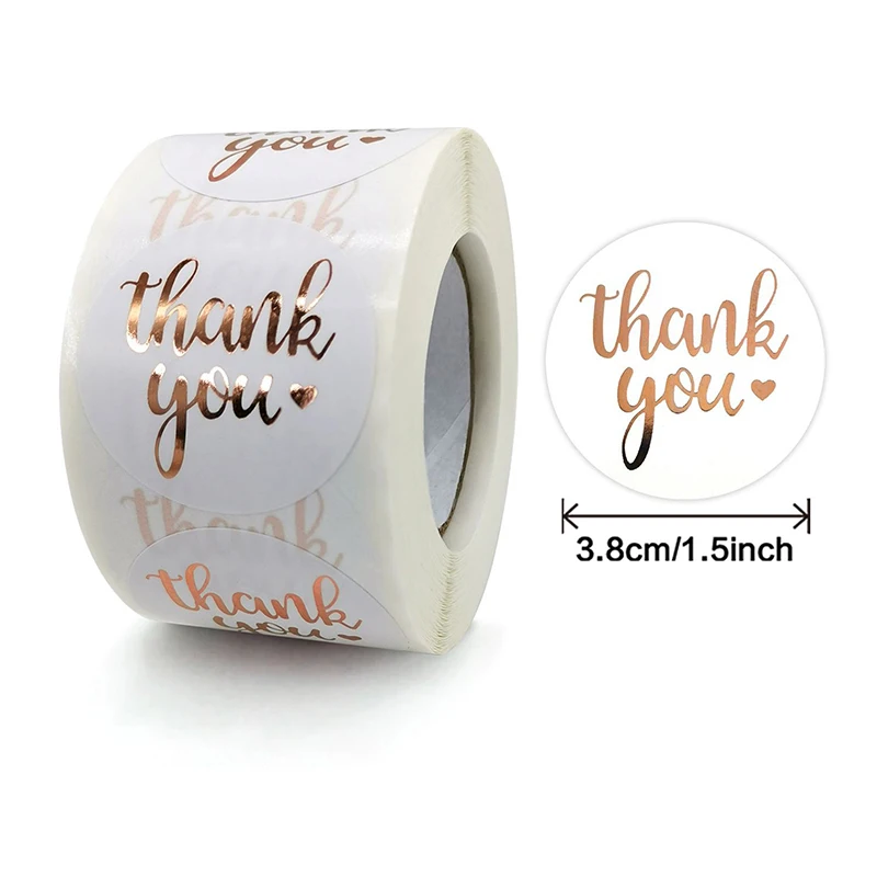 "Dank U" Hot Stamping Sticker Kopen Commerciële Decoratieve Bloem Label Afdichting Sticker Candy Gift Box Ronde Sticker Bruiloft