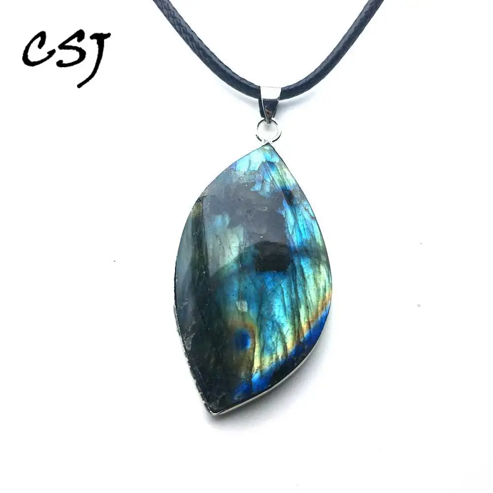 CSJ New Natural irregular crystal Labradorite Pendants Moonstone Sunstone Necklace Divination spiritual meditation Fine Jewelry