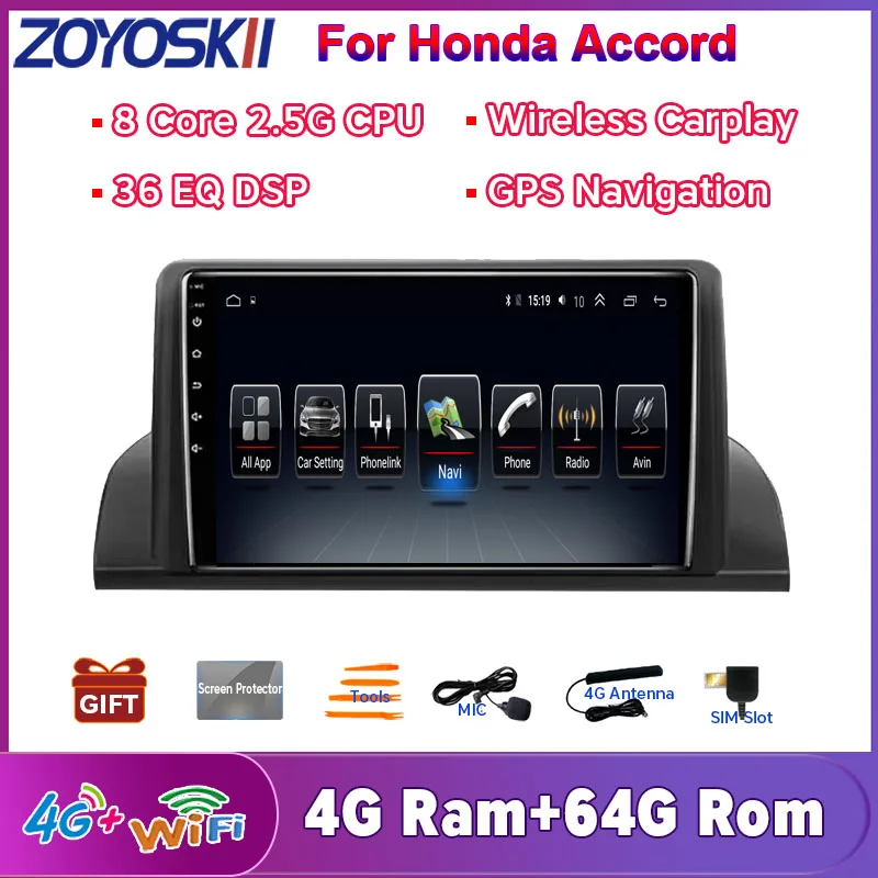 

For Honda Accord Android 10 10.25 inch CAR Radio Recorder Station GPS Navigation player Carplay Head-unit audio no DVD 2018-2021