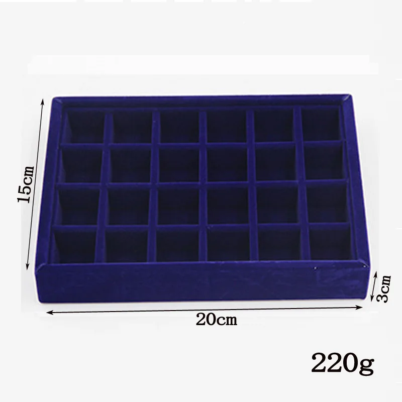 Caja organizadora de joyería, cajón de almacenamiento de 9 opciones, de terciopelo suave azul, para joyería, pendientes, collares, colgantes,