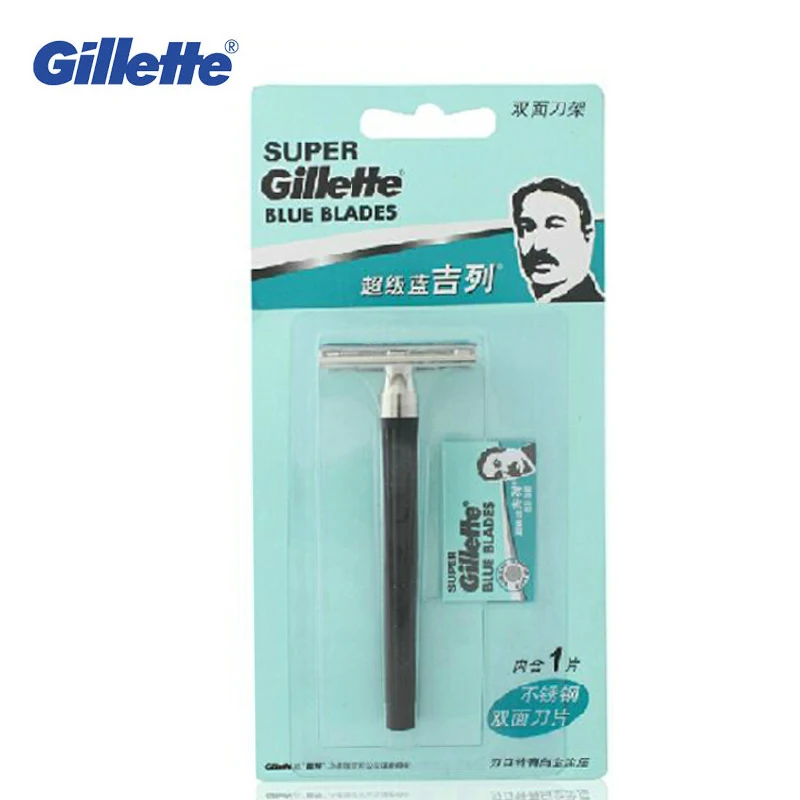 Gillette Super Blue  Men Shaving Razors 1 Holder With 1 Blade  Official Authentic Safety Razors for Men Shaving