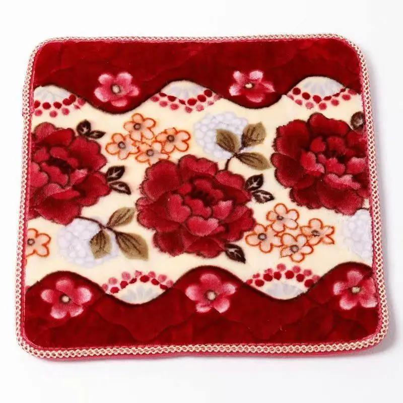 European-Style Printed Plush Seat Cushion, Rectangular Sofa Cushion,Breathable Non-Slip Chair Mat, Folding Tatami Stool,Seat Pad
