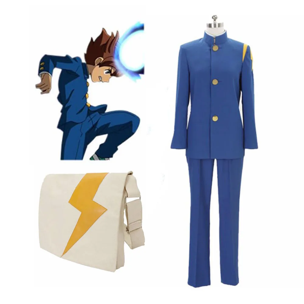 Disfraz de Cosplay de Inazuma.Eleven, uniforme escolar de invierno, Raimon, azul, personalizado, envío gratis