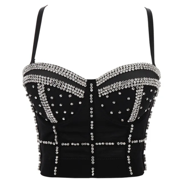 

2022 New Arrival 5 Color Bead Bright Diamond Tube Suspender Top Bra Push Up Slim Fit Women's Bralette Cropped Top Vest Plus Size