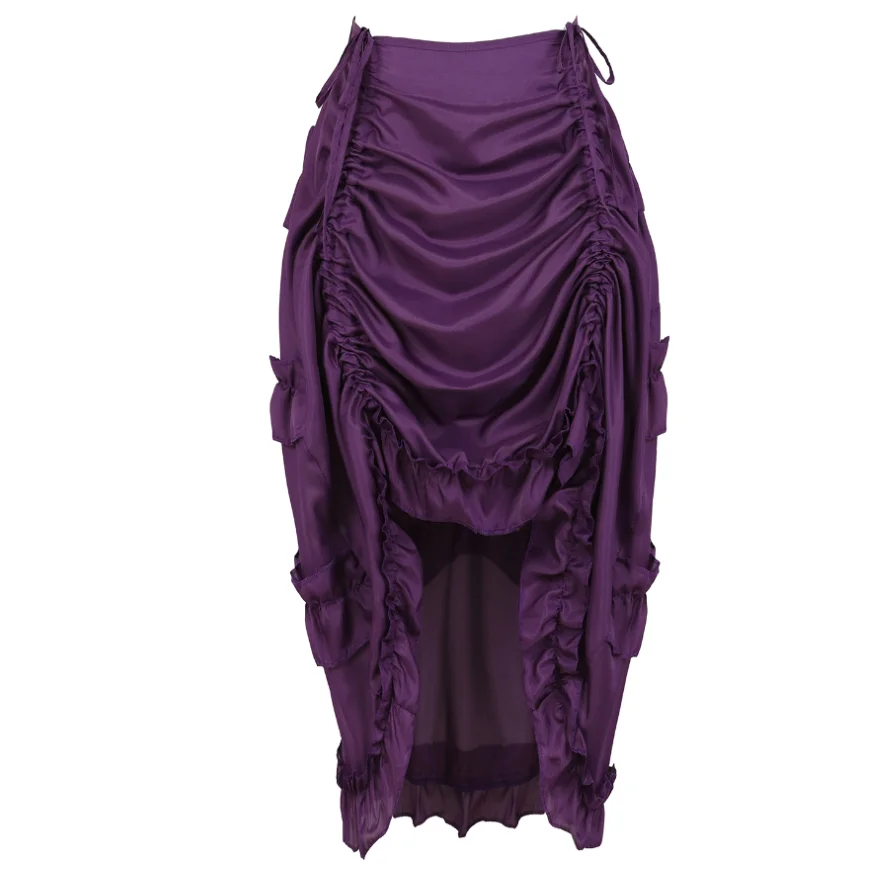 Women Steampunk Gothic Irregular Ruffles Pirate Skirt Asymmetrical Pleated High Low Dancing Skirts Plus Size Halloween Costumes