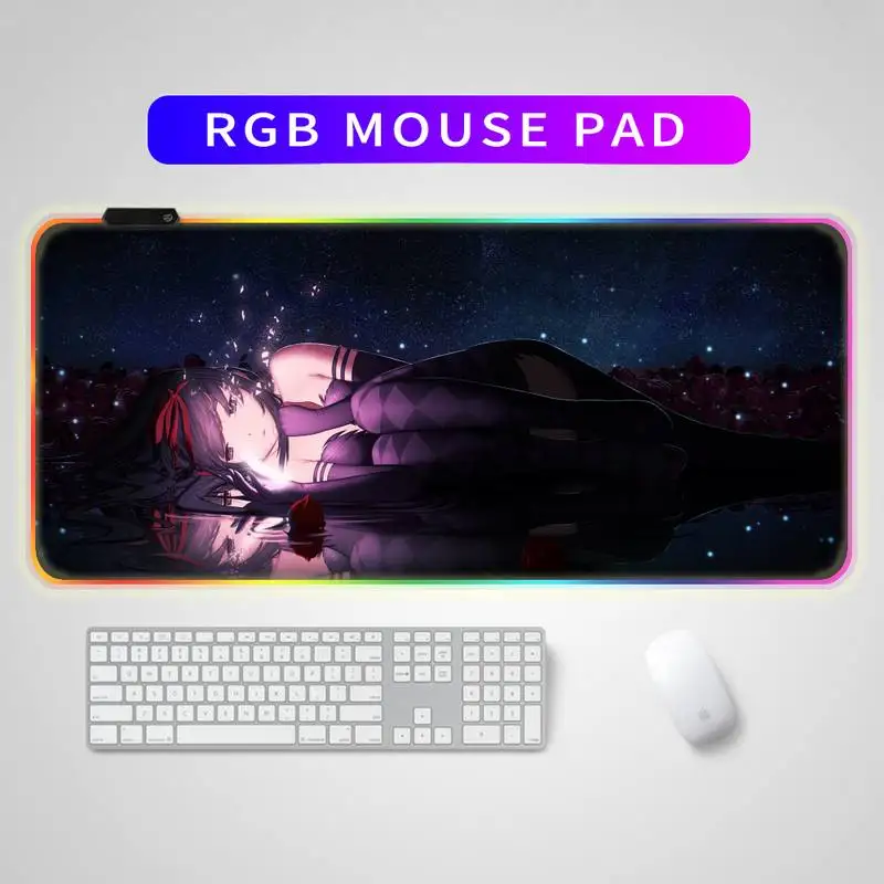 

Puella Magi Madoka Magica RGB Gaming Anime Large Mouse Pad Computer Gamer Mousepad Rubber No-slip Mat PC Laptop Keyboard Desk