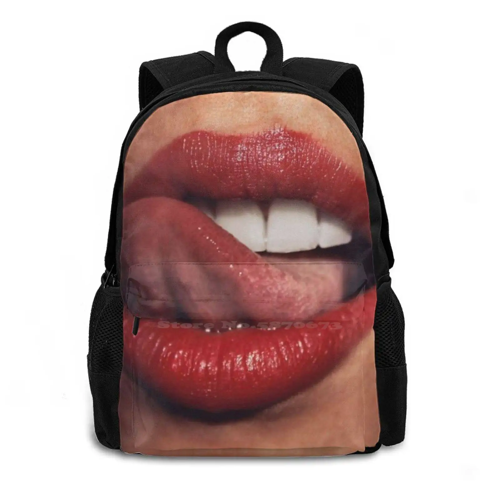 Seductive Mouth. Hot Sale Schoolbag Backpack Fashion Bags Seductive Seduce Mouth Tongue Lipstick Tempting Attractive Enticing