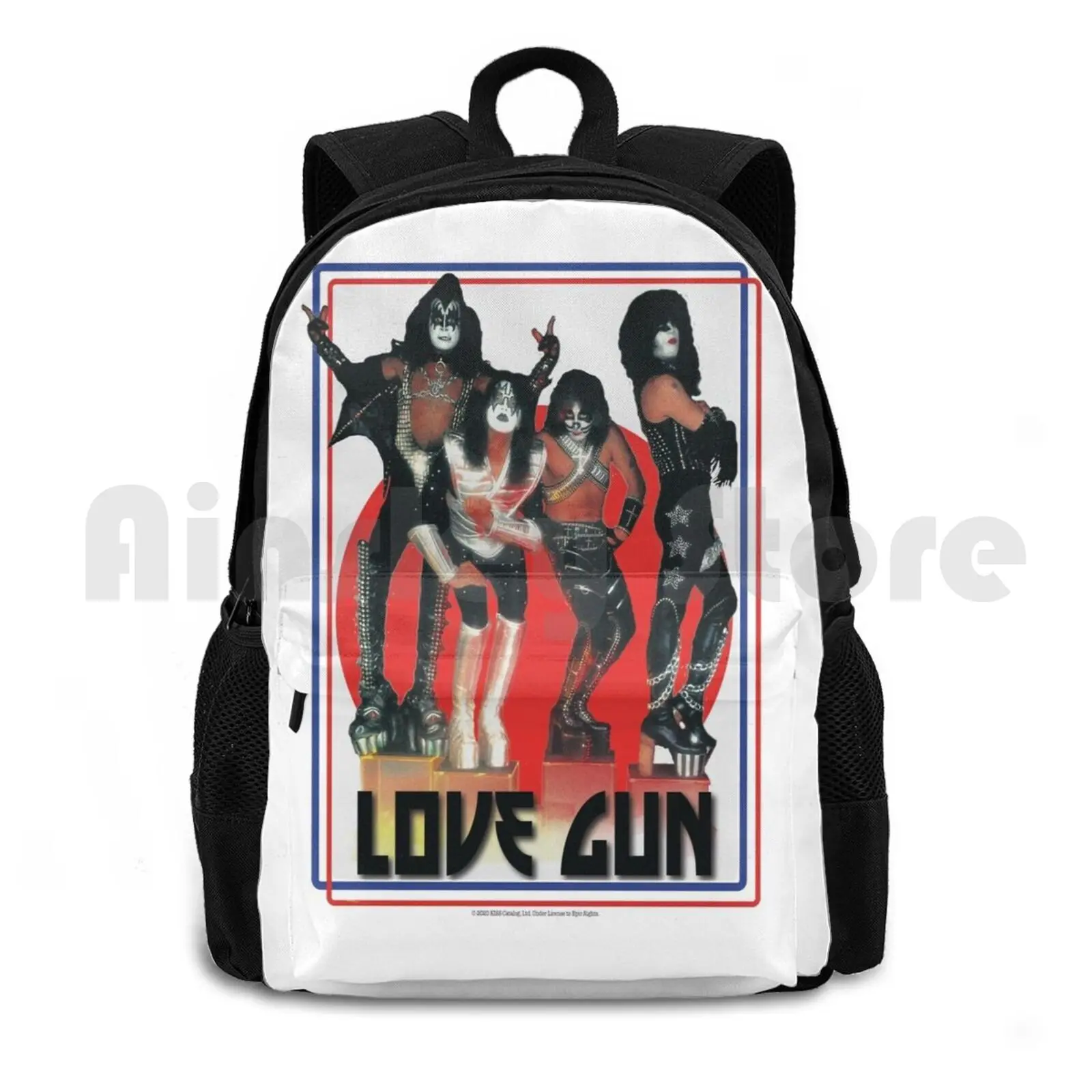 

Love Gun Kiss Band Outdoor Hiking Backpack Riding Climbing Sports Bag Kiss Kiss Fan Art Kiss Band Kiss Music Kiss The Band Love