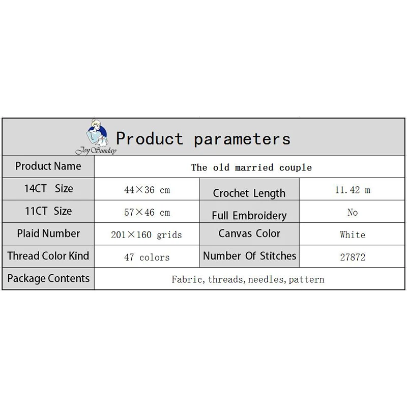 Joy Sunday The old married couple count cross stitch pattern kit 14CT 11CT precision canvas printing embroidery needlework set